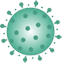 desenho do coronavirus em cor azul petróleo
